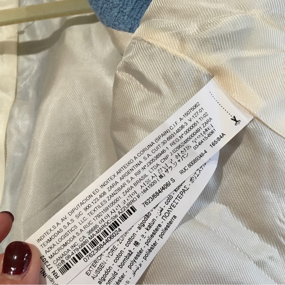 Zara Blazer Jacket Cropped Tweed Blue Preppy Blogger Fav Women’s Size s - Picture 9 of 10